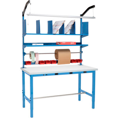 Global Industrial™ Packing Workbench W/Riser Kit &Power Apron, ESD Square Edge, 72"W x 36"D