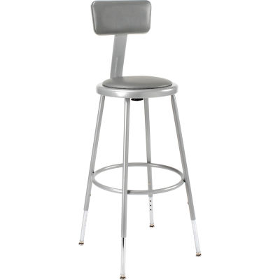 Interion® Steel Shop Stool w/Backrest et Siège rembourré - Réglable en hauteur 25 - 33 - Gry - 2PK