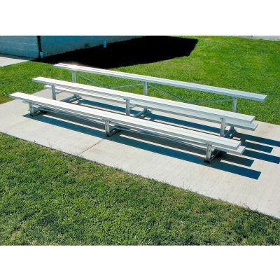 3 Row National Rep Tip N Roll Aluminum Bleacher, 15'W, Single Footboard