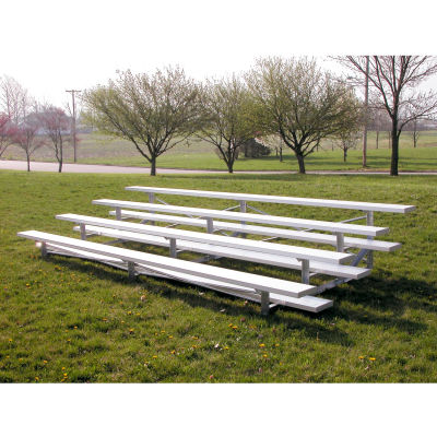4 Row Low Rise Aluminum Bleacher, 27' Long, Single Footboard