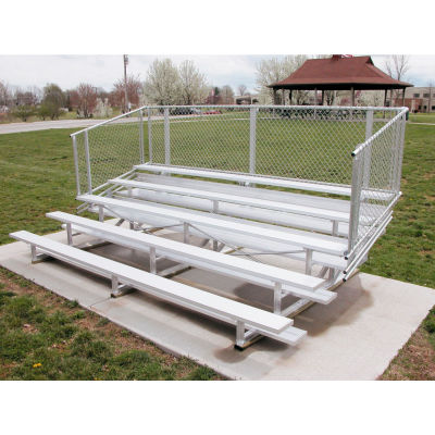 5 Row National Rep Aluminum Bleacher with Guardrails, 27' Long, Single Footboard