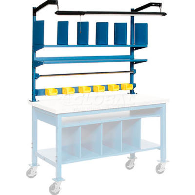 Global Industrial™ Upright Kit w / Étagères &LED Light Kit, 72"W, Bleu