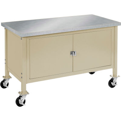 Global Industrial™ Atelier d’armoire mobile - Bord carré en acier inoxydable, 72 « L x 30 « D, Tan