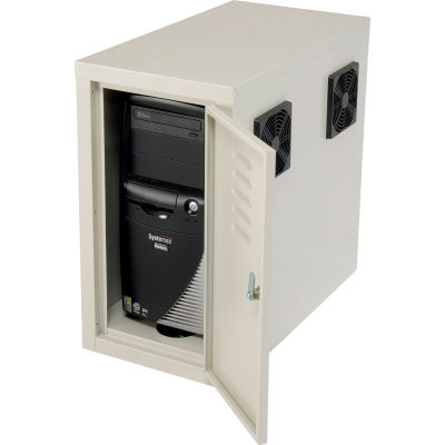 Global Industrial™ CPU Side Cabinet avec portes avant/arrière et 2 ventilateurs d’échappement - Beige