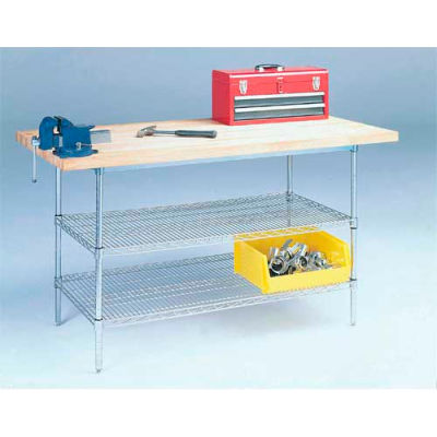 Global Industrial 60" W x 30" D Wire Stationary Workbench Plastic Laminate Square Edge Top