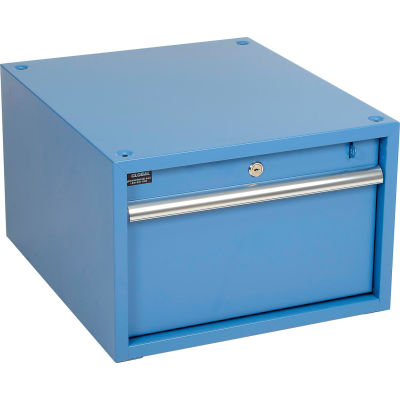 Global Industrial Stacking Workbench Drawer, Blue, 17-1/4"W x 20"D x 12"H