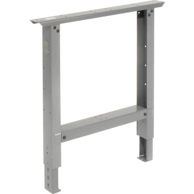 Global Industrial Adjustable Height Steel C-Channel Leg For Workbench, 30"D, Gray, Each