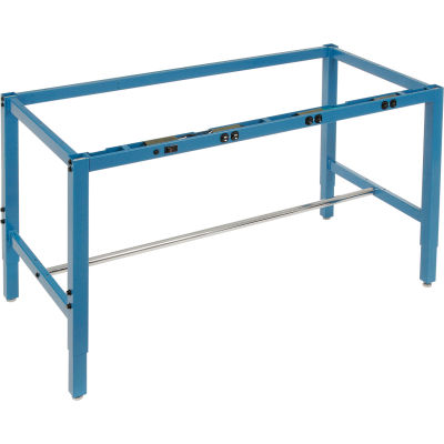 Global Industrial™ Workbench Frame W / Jambe réglable et tablier de puissance, 69-5/8 « W x 27-9 / 16 « D, Bleu