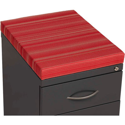 Interion® 2 Boîte à tiroirs/Piédestal de fichier - Charbon de bois avec coussin rouge dessus