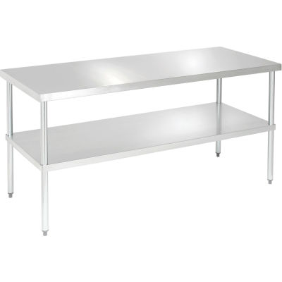 Aero Manufacturing 430 Table en acier inoxydable, 96 x 30 », Tablette inférieure réglable, calibre 16