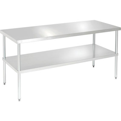 Aero Manufacturing 430 Table en acier inoxydable, 72 x 30 », sous-étagère galvanisée, calibre 16