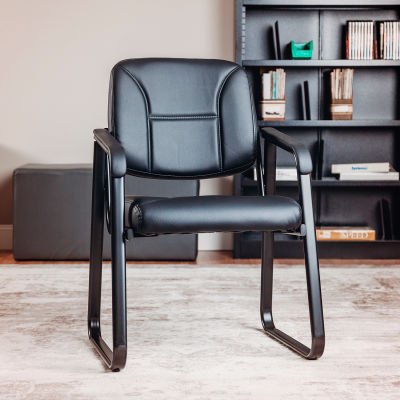 Interion® Reception Chair - Vinyl - Black