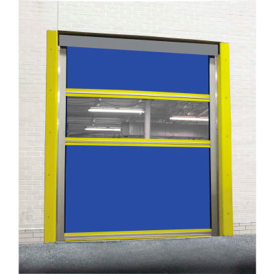 TMI à ressort quai Roll-Up porte PVC enduit vinyle bleu panneaux & Panneau de Vision 8 x 10