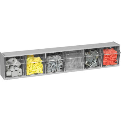 Quantum Tip Out Storage Bin QTB306 - 6 Compartments Gray