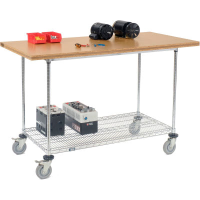 Global Industrial™ Chrome Wire Mobile Workbench, 60 x 30 », Shop Top Square Edge