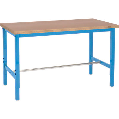 Global Industrial™ 48x30 Ajustable Height Workbench Square Tube Leg, Shop Top Square Edge Blue