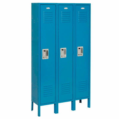 Global Industrial™ Infinity® 1-Tier 3 Door Locker, 15"Wx18"Dx72"H, Blue, Unassembled