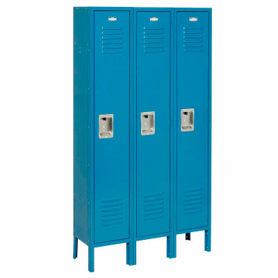Global Industrial Infinity® 1-Tier 3 Door Locker, 12"Wx18"Dx60"H, Blue, Unassembled