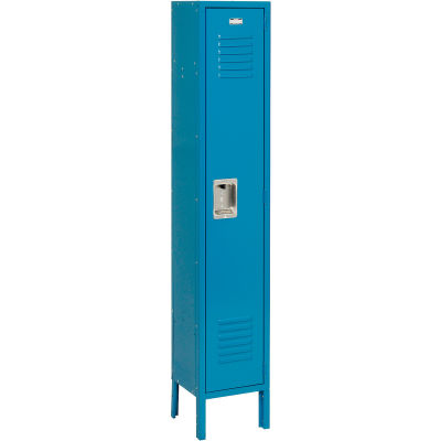 Global Industrial Single Tier 1 Dr Extra Wide Locker, Recessed,15"Wx18"Dx72"H,Blue,Unassembled