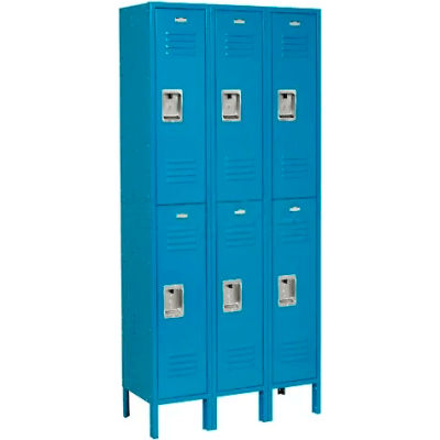 Global Industrial Infinity® Double Tier 6 Door Locker, 12"Wx18"Dx36"H, Blue, Unassembled