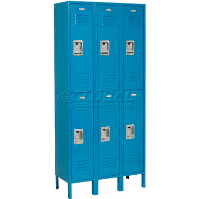 Global Industrial™ Infinity® Double Tier 6 Door Locker, 12"Wx12"Dx36"H, Blue, Unassembled