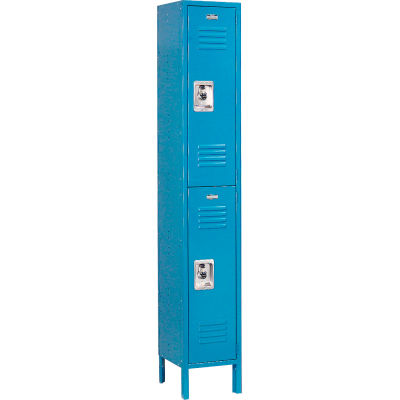 Global Industrial Infinity® 2-Tier 2 Door Locker, 12"Wx18"Dx36"H, Blue, Unassembled