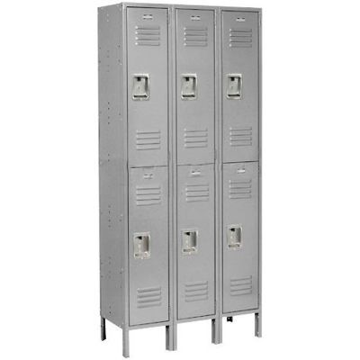 Global Industrial Infinity® 2-Tier 6 Door Locker, 12"Wx18"Dx36"H, Gray, Unassembled