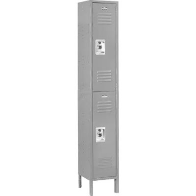 Global Industrial Infinity® 2-Tier 2 Door Locker, 12"Wx12"Dx36"H, Gray, Unassembled