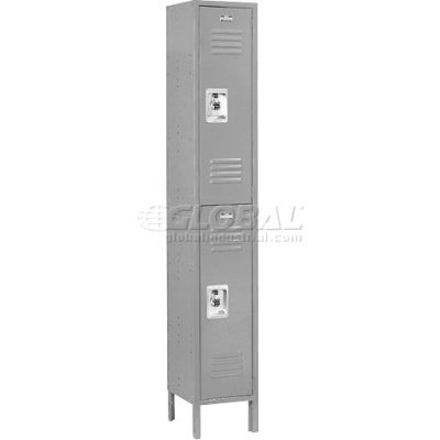 Global Industrial™ Infinity® 2-Tier 2 Door Locker, 12 » L x 18"P x 78"H, gris, assemblé