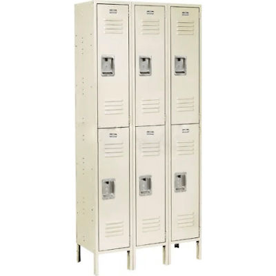 Global Industrial Infinity® Double Tier 6 Door Locker, 12"Wx18"Dx36"H, Tan, Unassembled