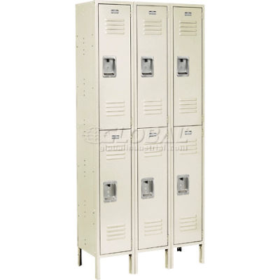 Global Industrial™ Infinity® 2-Tier 6 Door Locker, 12"Wx12"Dx36"H, Tan, Unassembled