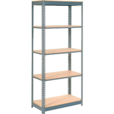 Global Industrial™ Heavy Duty Shelving 36"W x 12"D x 84"H With 5 Shelves - Wood Deck - Gray