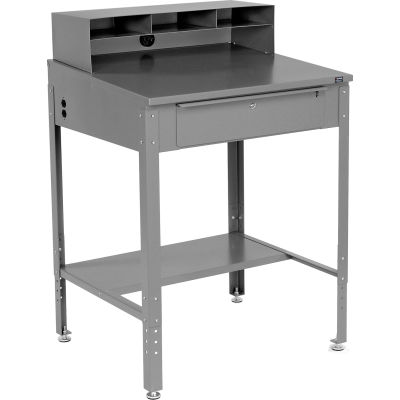 Global Industrial™ Sloped Shop Desk w / Pigeonhole Riser, 34-1/2"W x 30"D, Gris