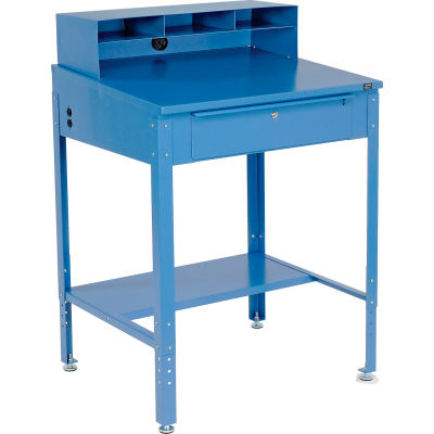 Global Industrial™ Sloped Shop Desk w / Pigeonhole Riser, 34-1/2"W x 30"D, Bleu