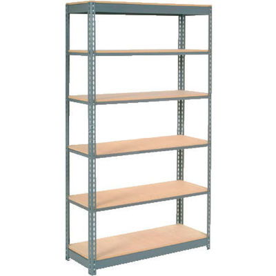 Global Industrial™ Heavy Duty Shelving 48"W x 24"D x 84"H With 6 Shelves - Wood Deck - Gray