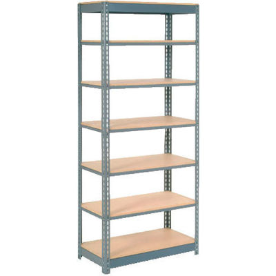 Global Industrial™ Heavy Duty Shelving 36"W x 12"D x 84"H With 7 Shelves - Wood Deck - Gray