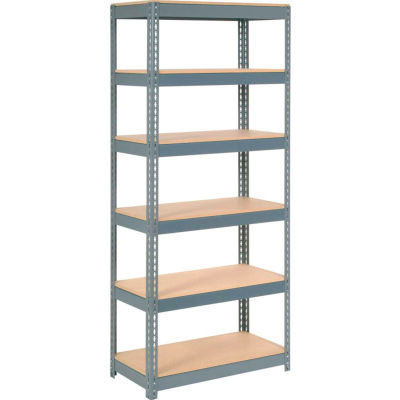Global Industrial™ Extra Heavy Duty Shelving 36"W x 18"D x 96"H With 6 Shelves, Wood Deck, Gry