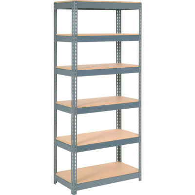 Global Industrial Extra Heavy Duty Shelving 36"W x 18"D x 96"H With 6 Shelves, Wood Deck, Gry