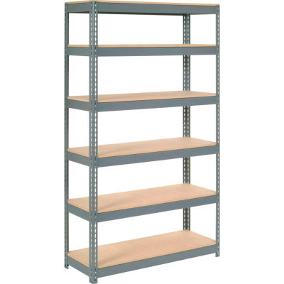 Global Industrial™ Extra Heavy Duty Shelving 48"W x 18"D x 96"H With 6 Shelves, Wood Deck, Gry