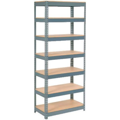 Global Industrial™ Extra Heavy Duty Shelving 36"W x 12"D x 84"H With 7 Shelves, Wood Deck, Gry