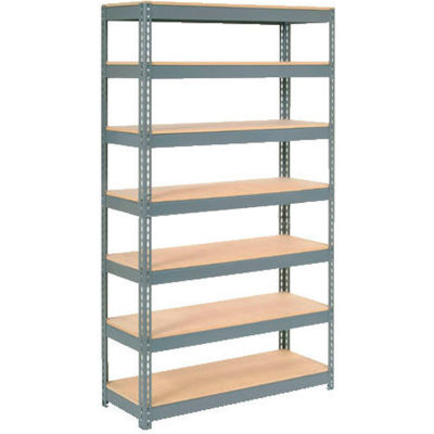 Global Industrial™ Extra Heavy Duty Shelving 48"W x 24"D x 84"H With 7 Shelves, Wood Deck, Gry