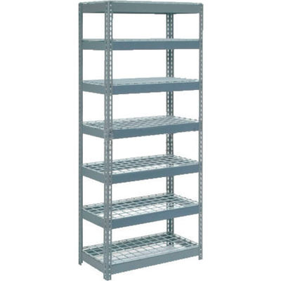 Global Industrial™ Extra Heavy Duty Shelving 36"W x 12"D x 84"H With 7 Shelves, Wire Deck, Gry