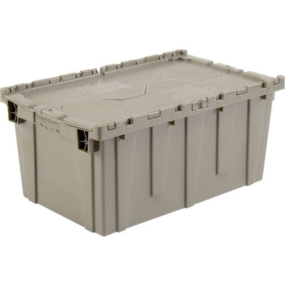 storage containers industrial plastic shipping lid container attached gry 16x16 8x12 totes bins global globalindustrial distribution