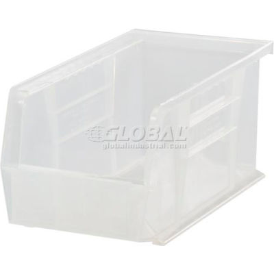 Bac industriel™ en plastique Global Stack & Hang Bin, 4-1/8 po L x 10-7/8 po L x 4 po H, transparent - Qté par paquet : 12