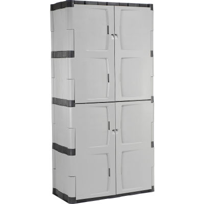 Armoire de rangement Rubbermaid 7083, plastique, porte double pleine, 36 po l x 18 po P x 72 po H