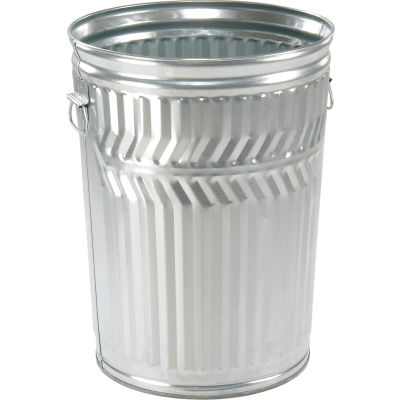 Witt Industries Outdoor Galvanized Steel Corrosion Resistant Trash Can, 20 Gallon, Silver