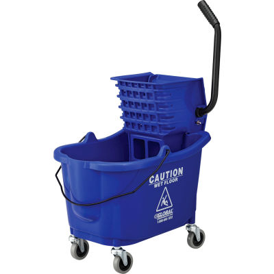 Global Industrial Mop Bucket And Wringer Combo 38 Qt., Side Press, Blue
