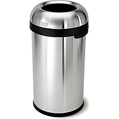 Simplehuman® Steel Stainless Bullet Open Top Trash Can, 16 gallons