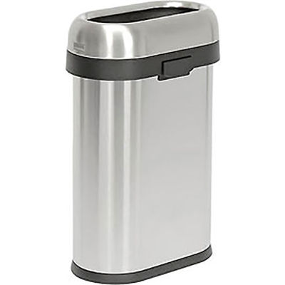 Simplehuman® Stainless Steel Slim Oval Open Top Trash Can, 13 gallons