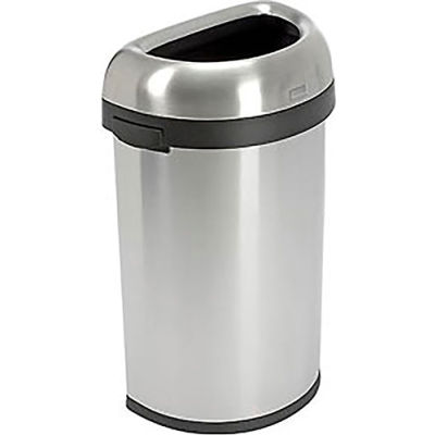 Simplehuman® Stainless Steel Semi-Round Open Top Trash Can, 16 gallons